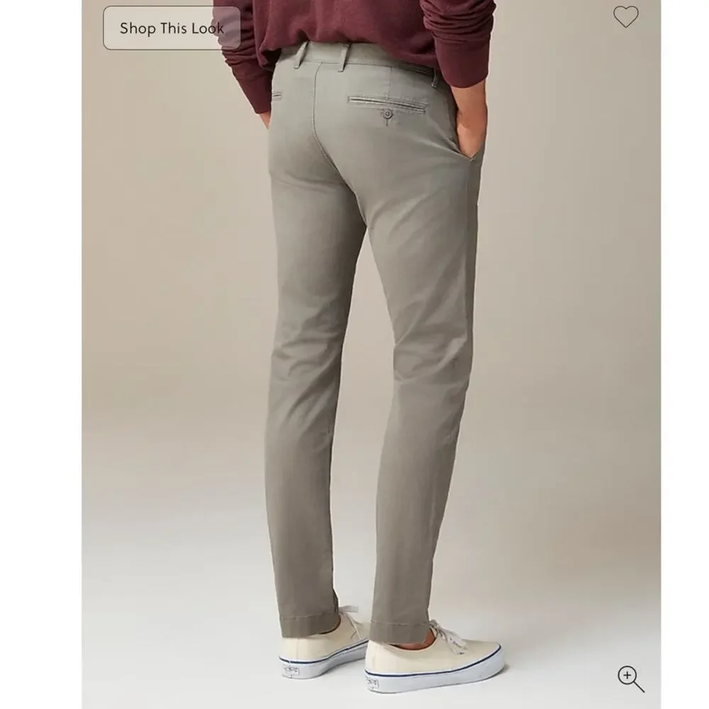 J.CREW Mens 484 Slim fit Stretch Chino Work Pants Jet Gray Size 34 W x 32 L NWT